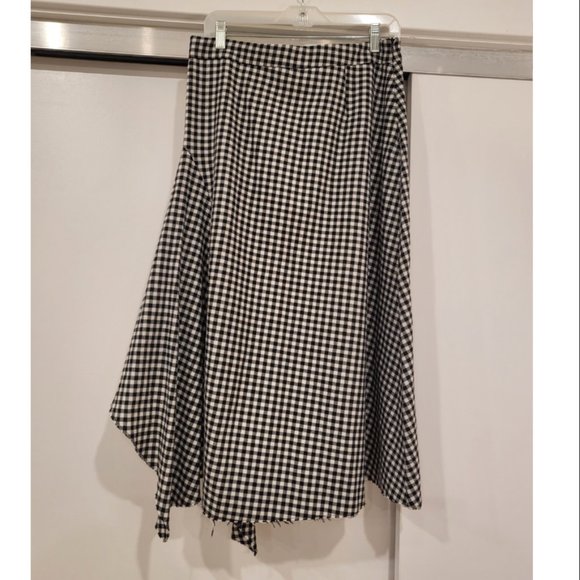 Zara Woven Gingham Check Asymmetric Hem Skirt - Picture 2 of 6